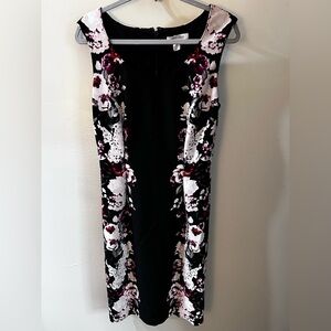 White House Black Market Black Dress with Red Floral Accents